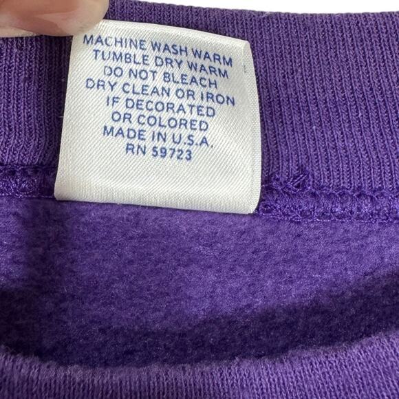 Vintage 90s Minnesota Vikings Football Sweatshirt Crewneck XL Purple NFL Raglan - Picture 6 of 6